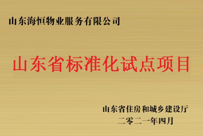 山東省標(biāo)準(zhǔn)化試點項目